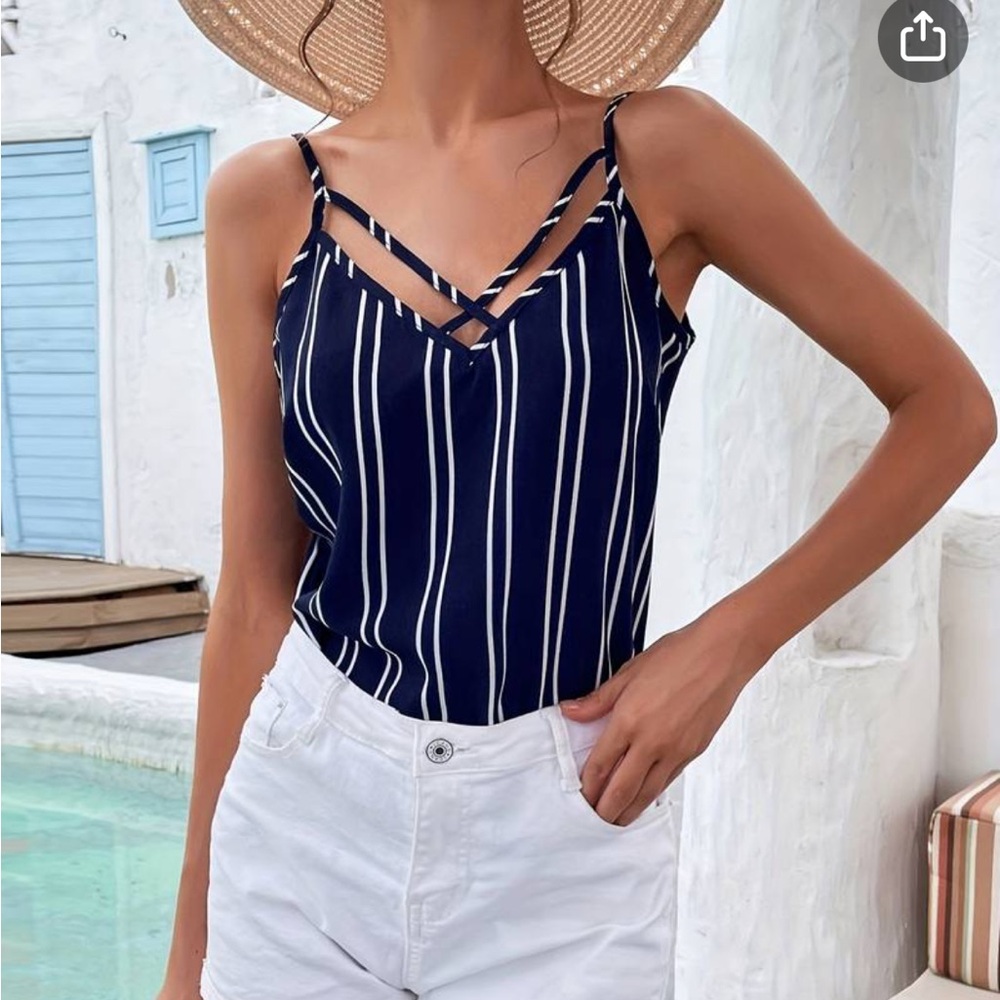 🌟3/$25 🌟SHEIN STRIPE PRINT CROSS FRONT CAMI TOP